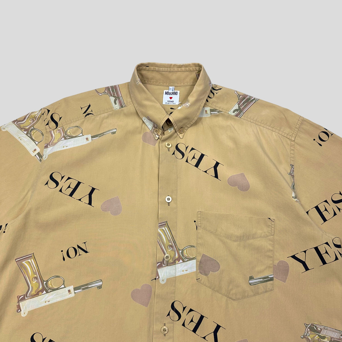 Moschino Uomo 80’s Mendini Pistol Shirt - L/XL | Large, Yellow