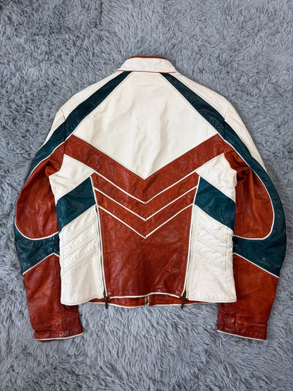 Just Cavalli 2005 Leather Panelled Moto Racer Jacket - M | O/S, Red