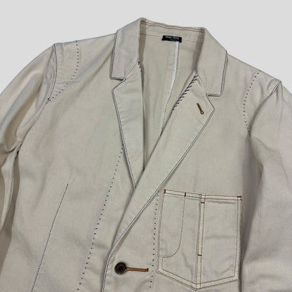 Miu Miu 00’s Contrast Stitch Cotton Cowboy Blazer Jacket - IT50 | Default Title, Multicoloured