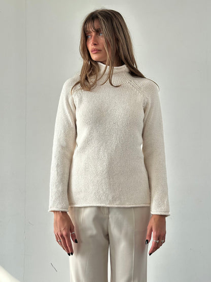 Vintage Pure Cotton High Neck Jumper - M