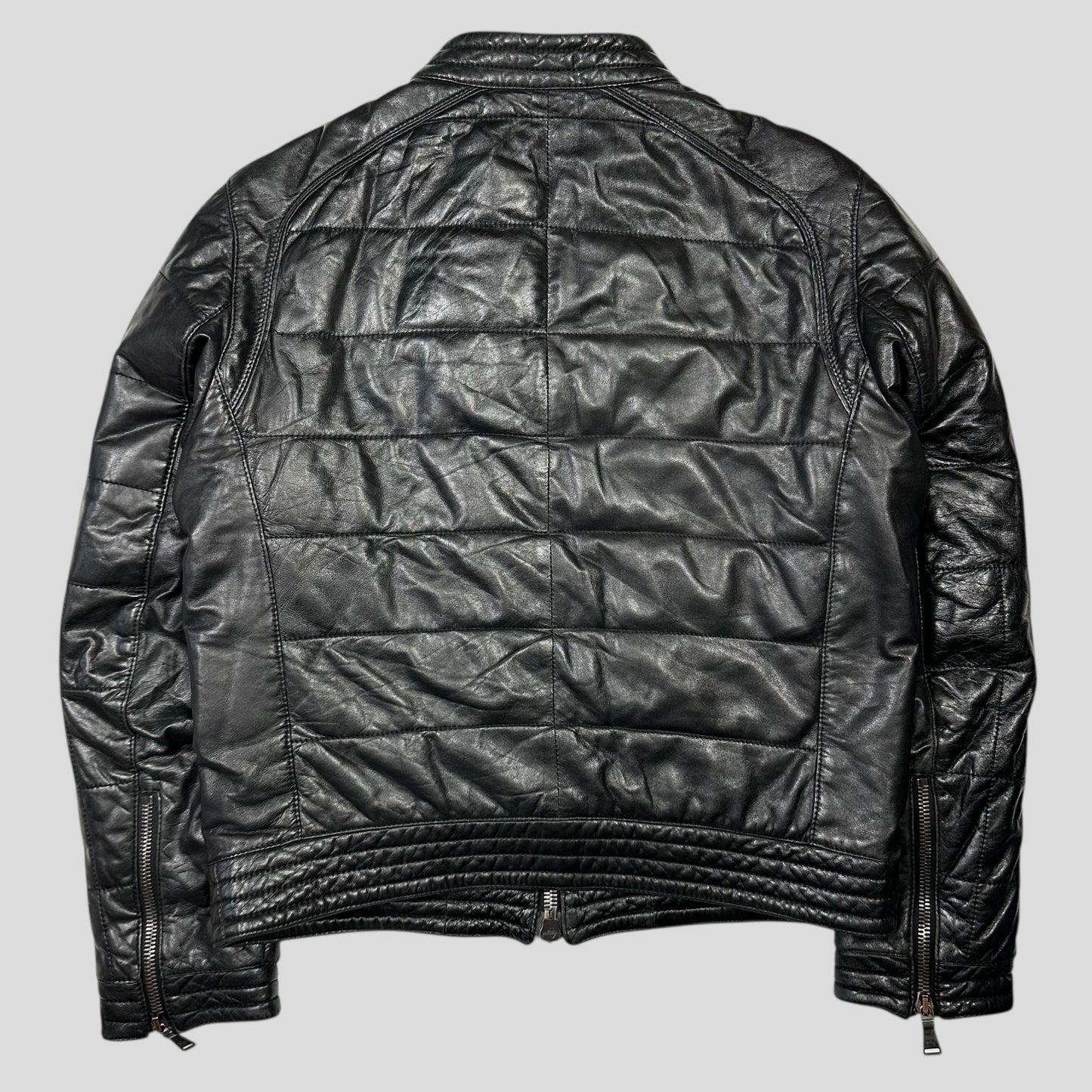Neil Barrett 00’s Lambskin Leather Moto Puffer Jacket - M/L