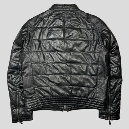 Neil Barrett 00’s Lambskin Leather Moto Puffer Jacket - M/L