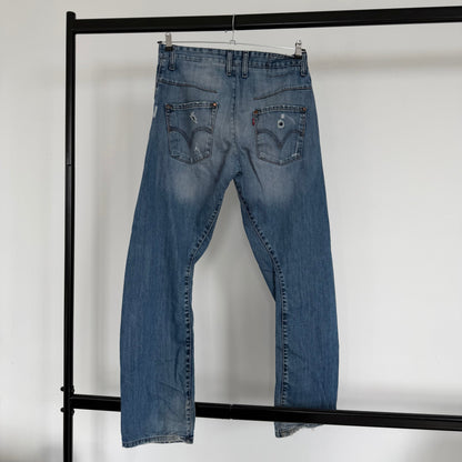 levi's engineered distressed twisted denim jeans | O/S, Red