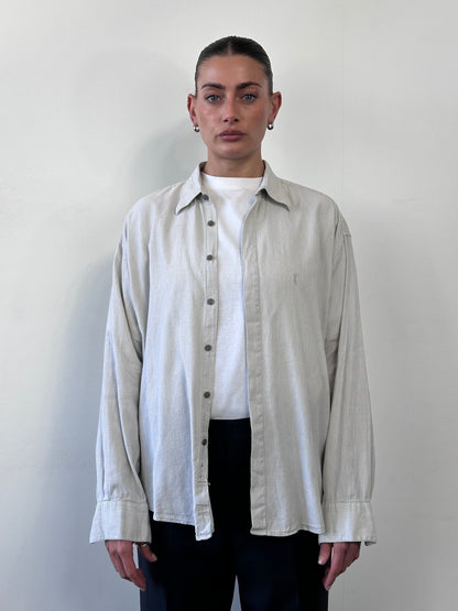 Yves Saint Laurent Pour Homme 1990s Cotton Logo Shirt - M/L