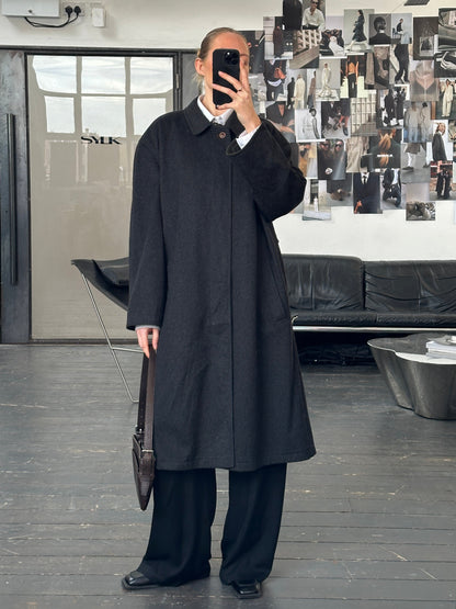 Vintage 1990s Wool Cashmere Concealed Placket Coat - XL