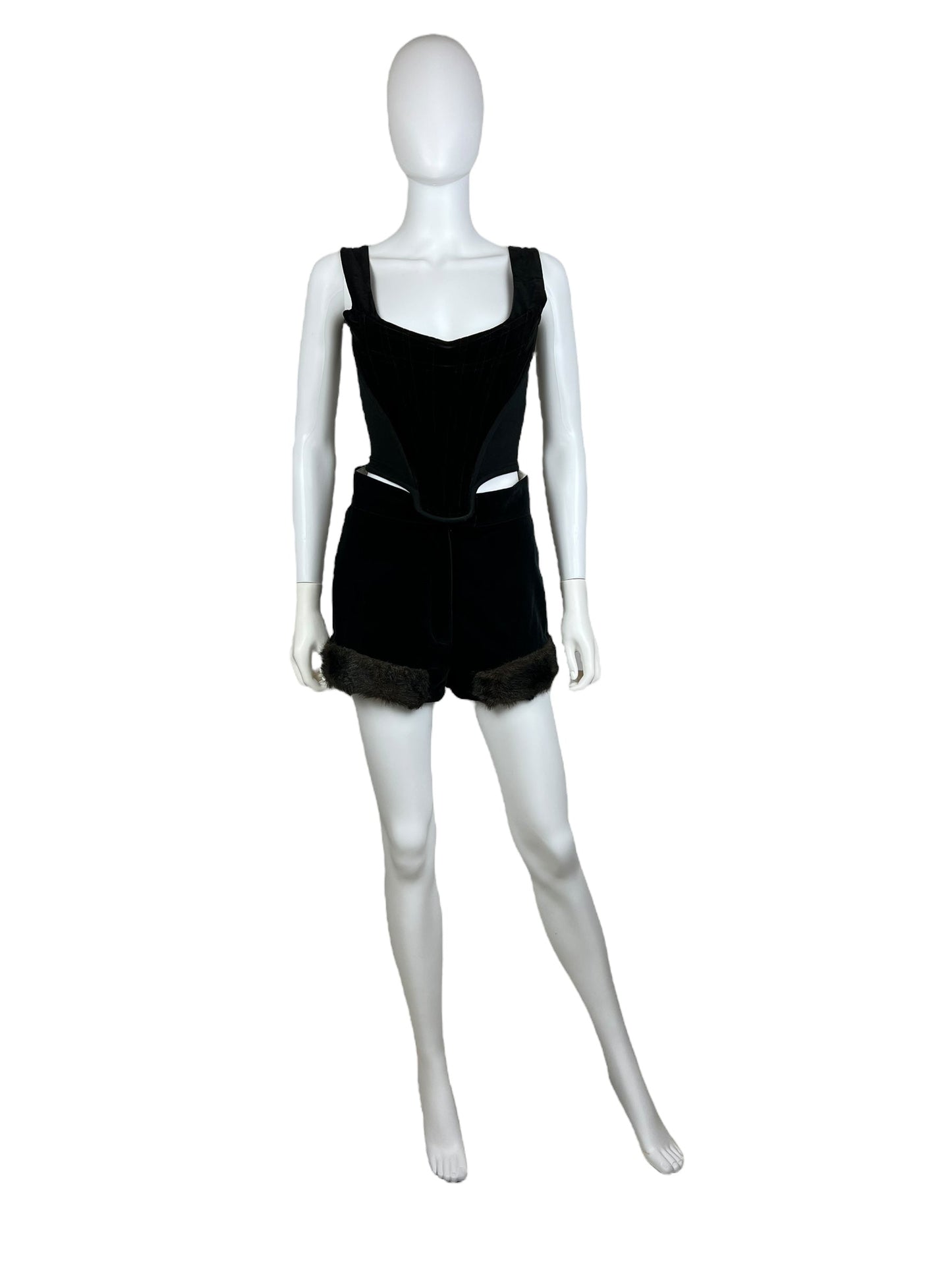 Vivienne Westwood F/W 2014 faux fur trim velvet shorts, F/W 1991 re-edition | Small, Red