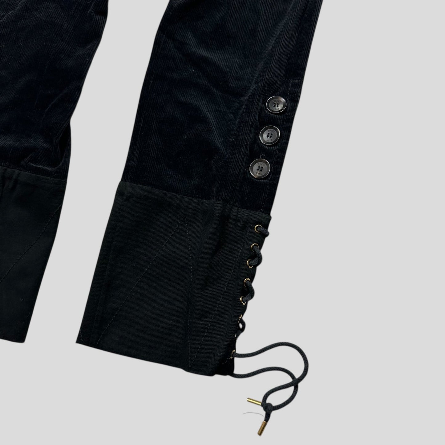 Gucci by Tom Ford 2004 Corduroy Laced Riding Logo Trousers - UK10 | Default Title, Black