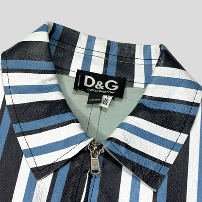 Dolce & Gabbana 00’s Leather Striped Blouson Work Jacket - M | Default Title, Multicoloured