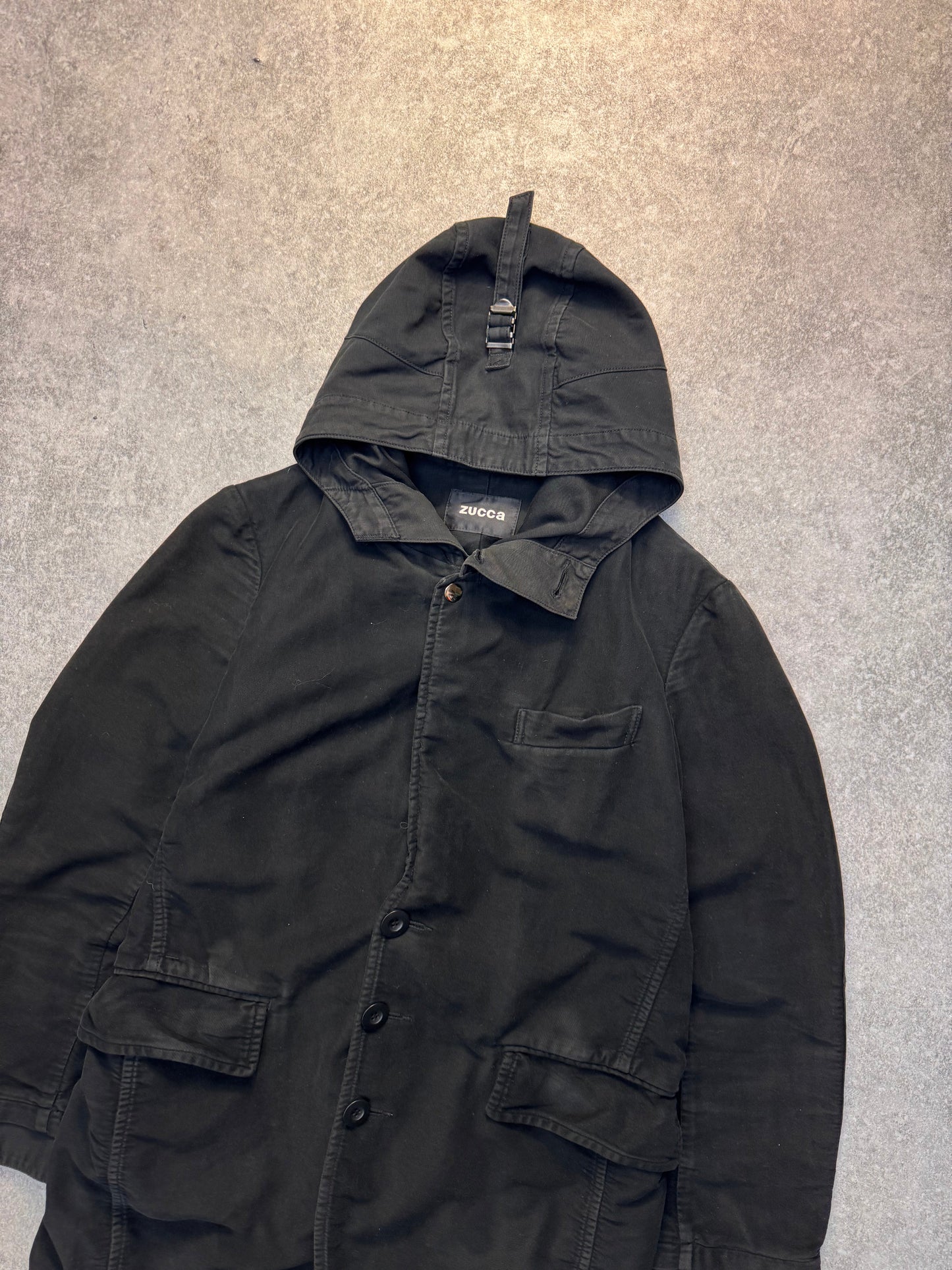 Zucca Double Layered Buckled Hooded Parka Jacket