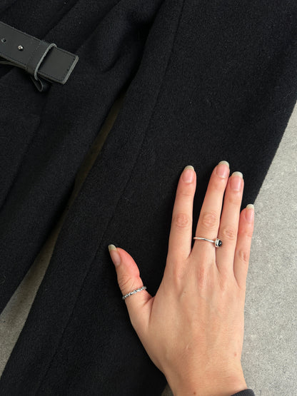 L.K. Bennett Pure Wool Minimal Wrap Coat - M