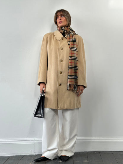 Burberry Pure Cashmere Double Faced Single Breasted Coat - L