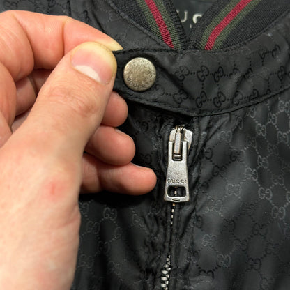 Gucci 2012 Nylon Monogram GG Web Logo Bomber Jacket - IT52 (L) | Default Title, Black