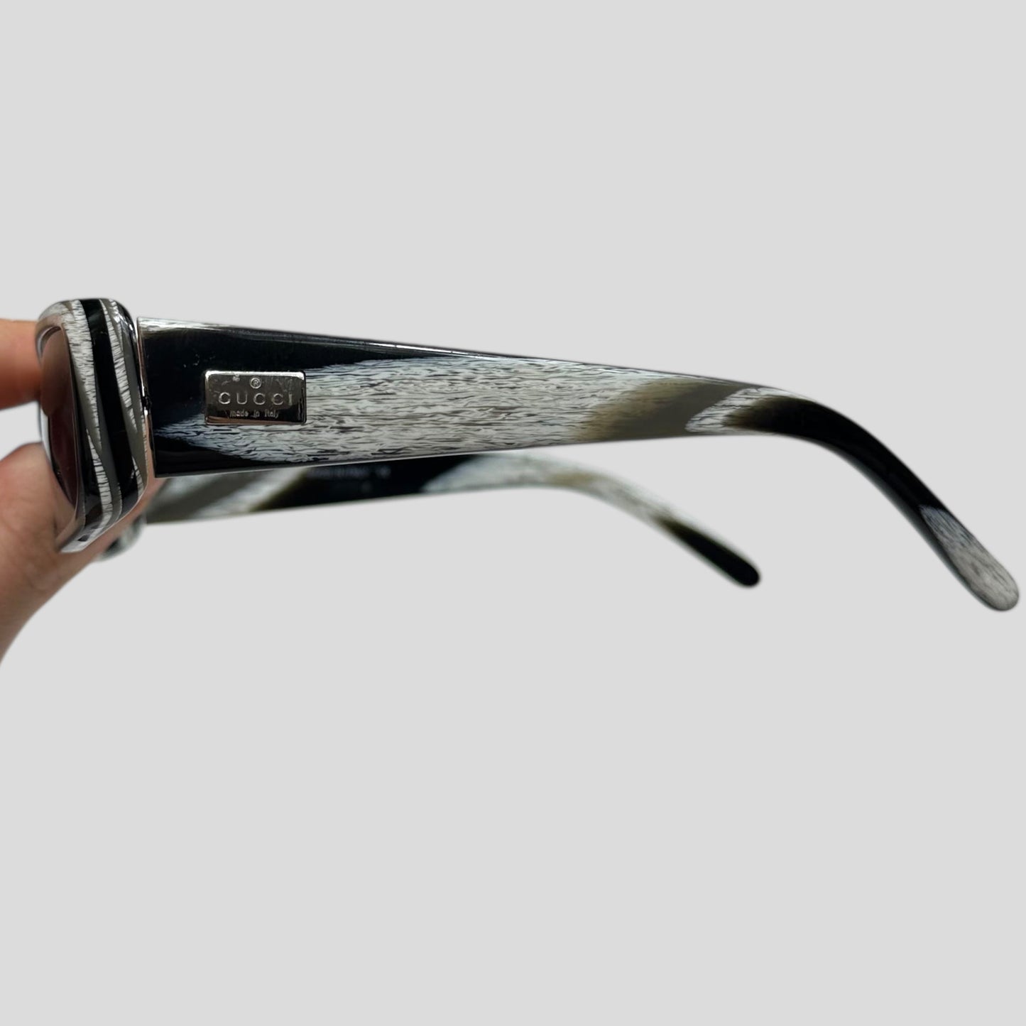 Gucci by Tom Ford 00’s Zebra Print GG Logo Square Sunglasses | O/S, Black and White