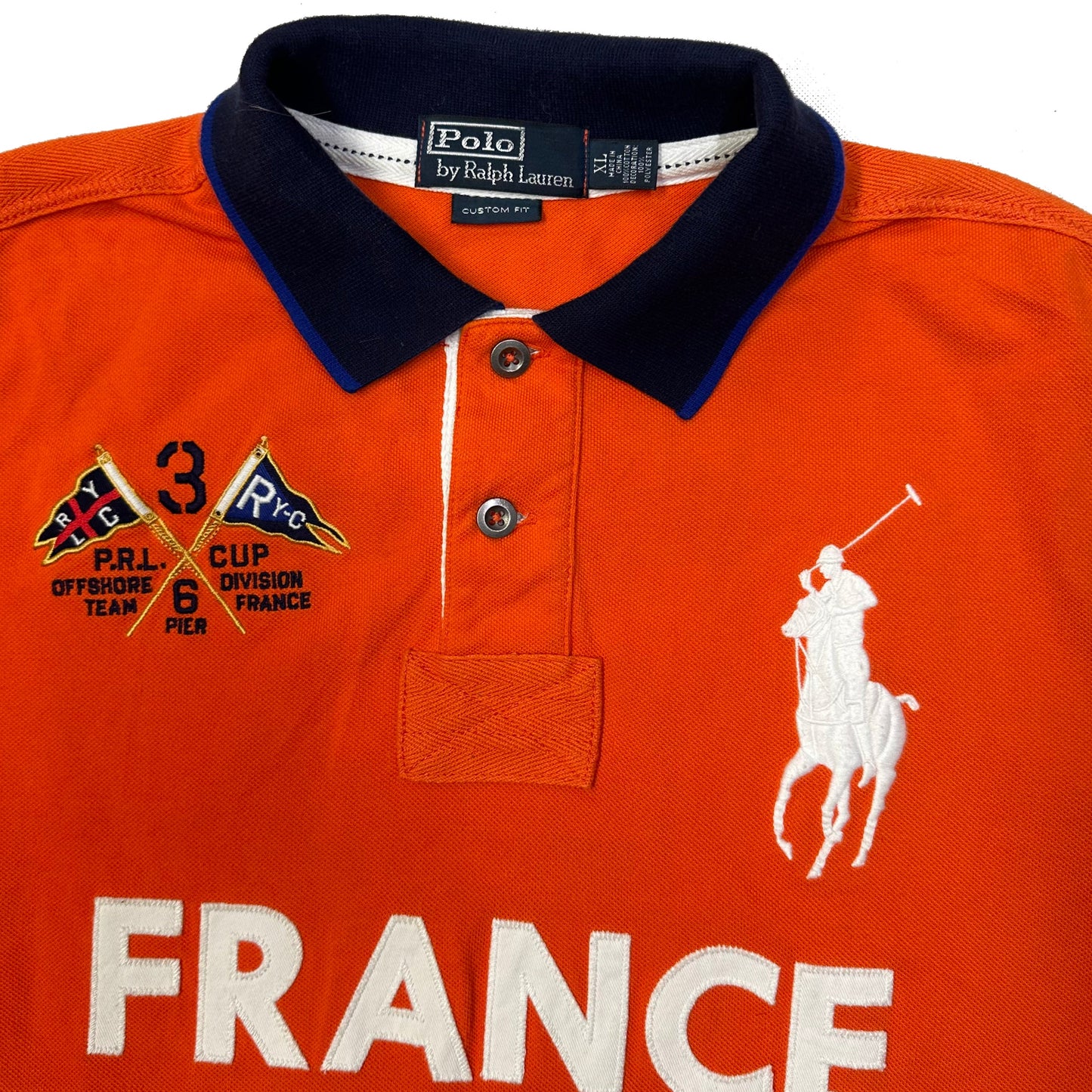 Ralph Lauren Spellout France Polo In Orange & Blue ( XL )