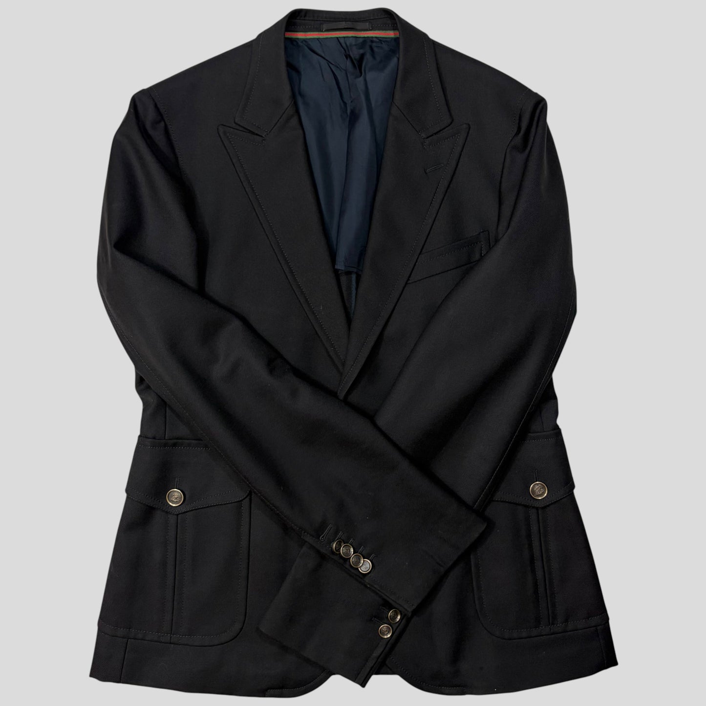 Gucci by Tom Ford 00’s Crest Button Wool Dinner Jacket - IT54 | Default Title, Black