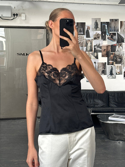 USA Vintage 1980s Lace Cami Top - M