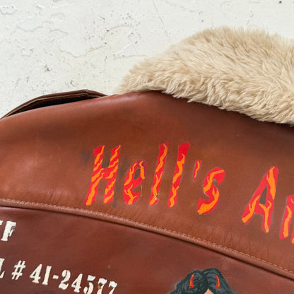 1960s schott hells angels leather souvenir flight jacket | O/S, Brown