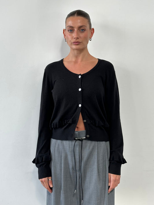 Armani Jeans Cotton Ruffle Cardigan - M