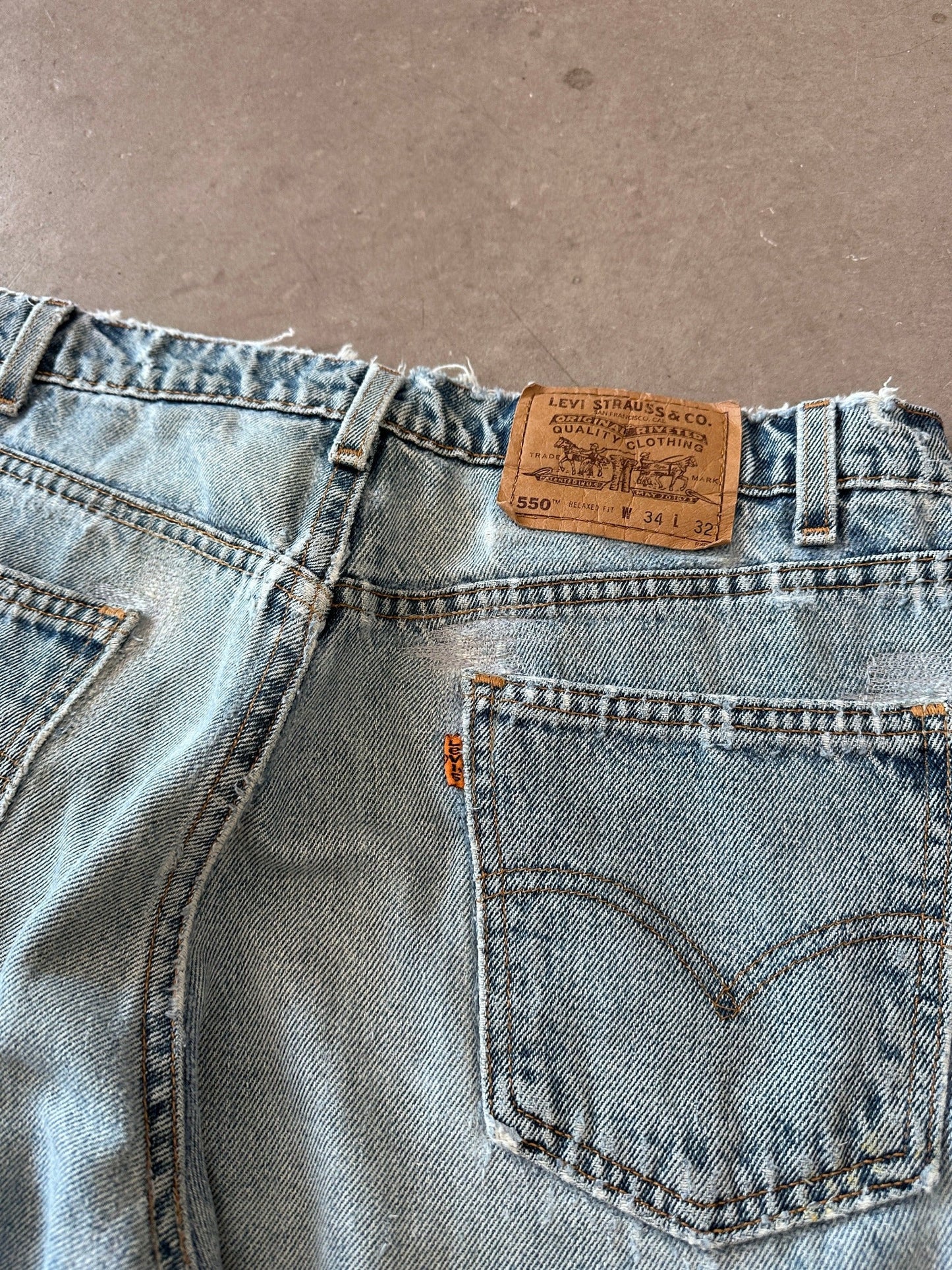 1997 Levis 550 Orange Tab Repaired Jeans - 34 x 32 | W34, Multicoloured