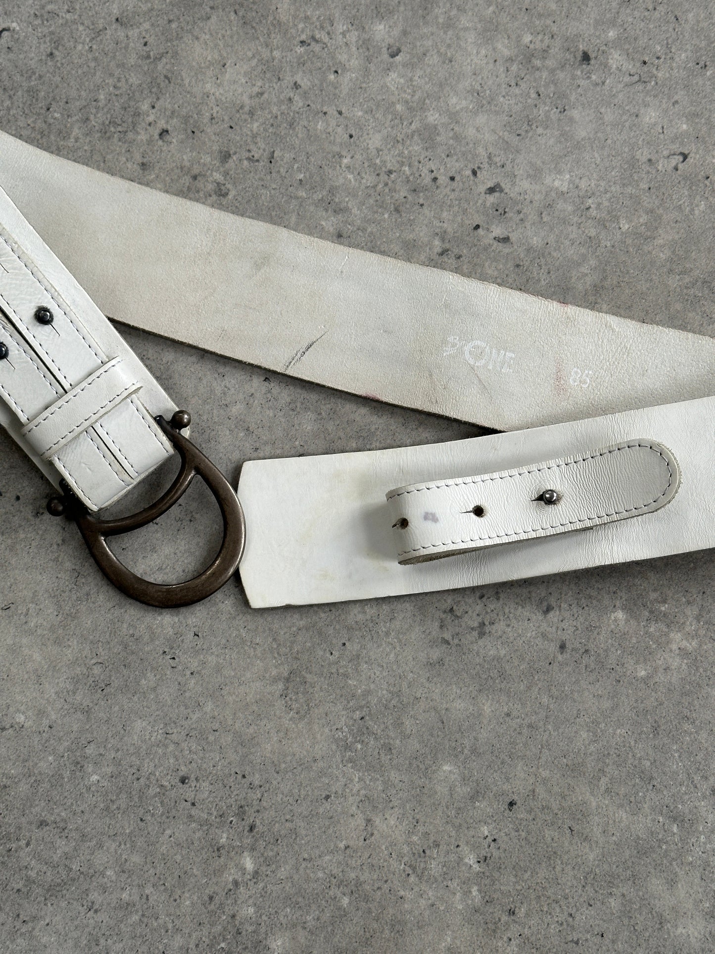 Italian Vintage 1990s Chrome Chunky Leather Belt - W32-34