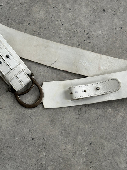 Italian Vintage 1990s Chrome Chunky Leather Belt - W32-34