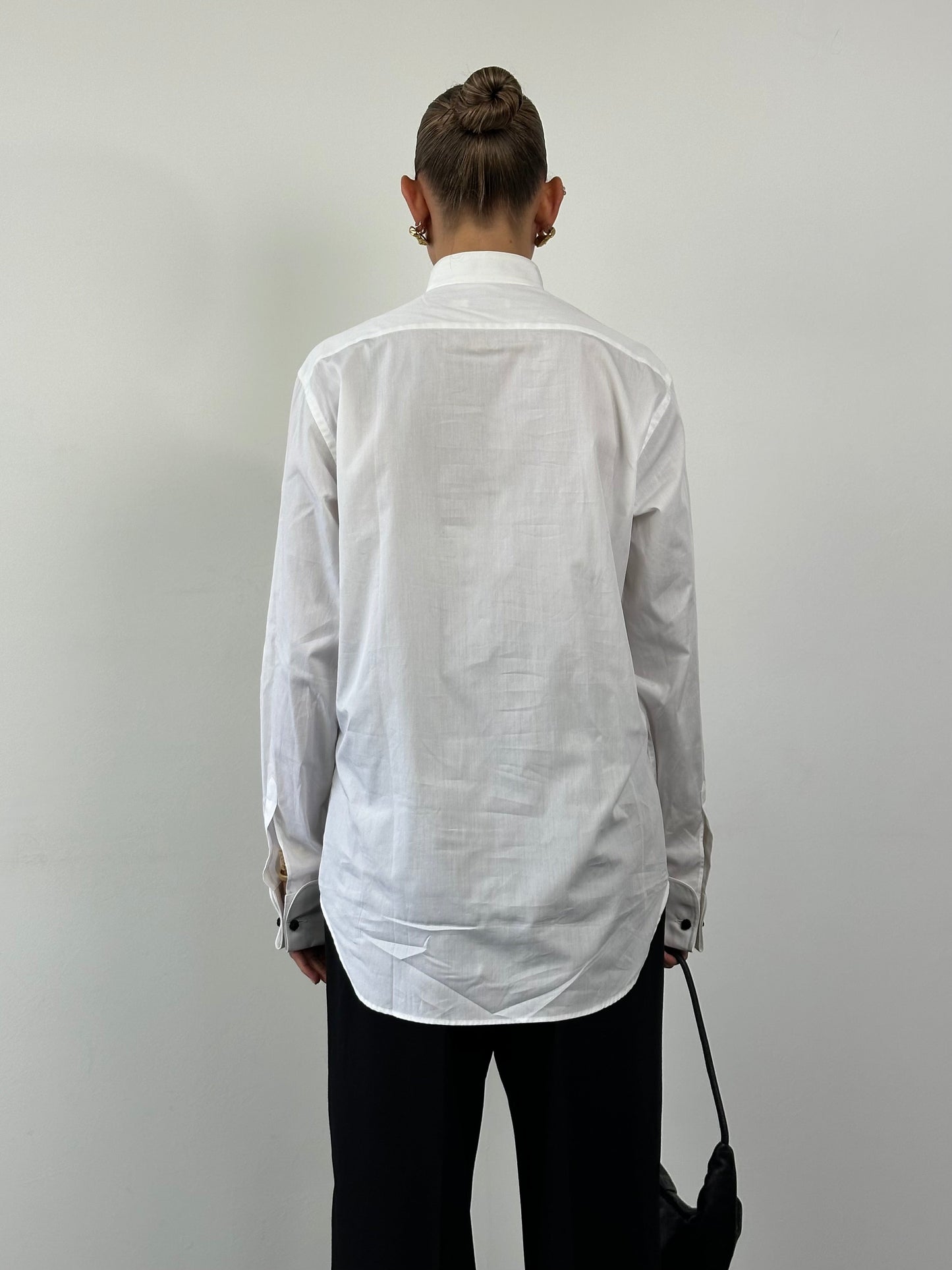 Italian Vintage Wing Collar Tuxedo Dress Shirt - L