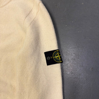 Stone Island Lambswool Knitted Sweatshirt In Cream (M) | Stone Island, Cream