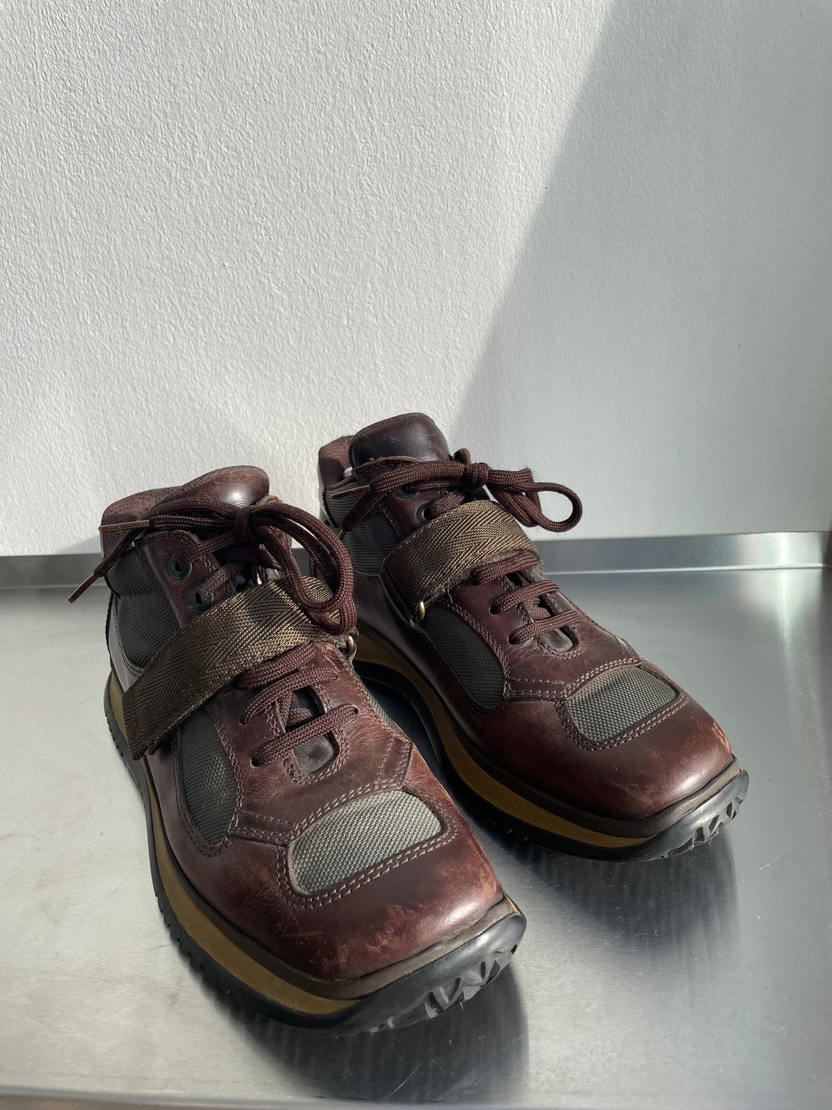 Prada Sport 00s Leather Strap Hiking Boots | SMALL, Red