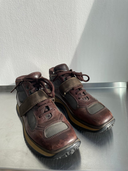 Prada Sport 00s Leather Strap Hiking Boots | SMALL, Red