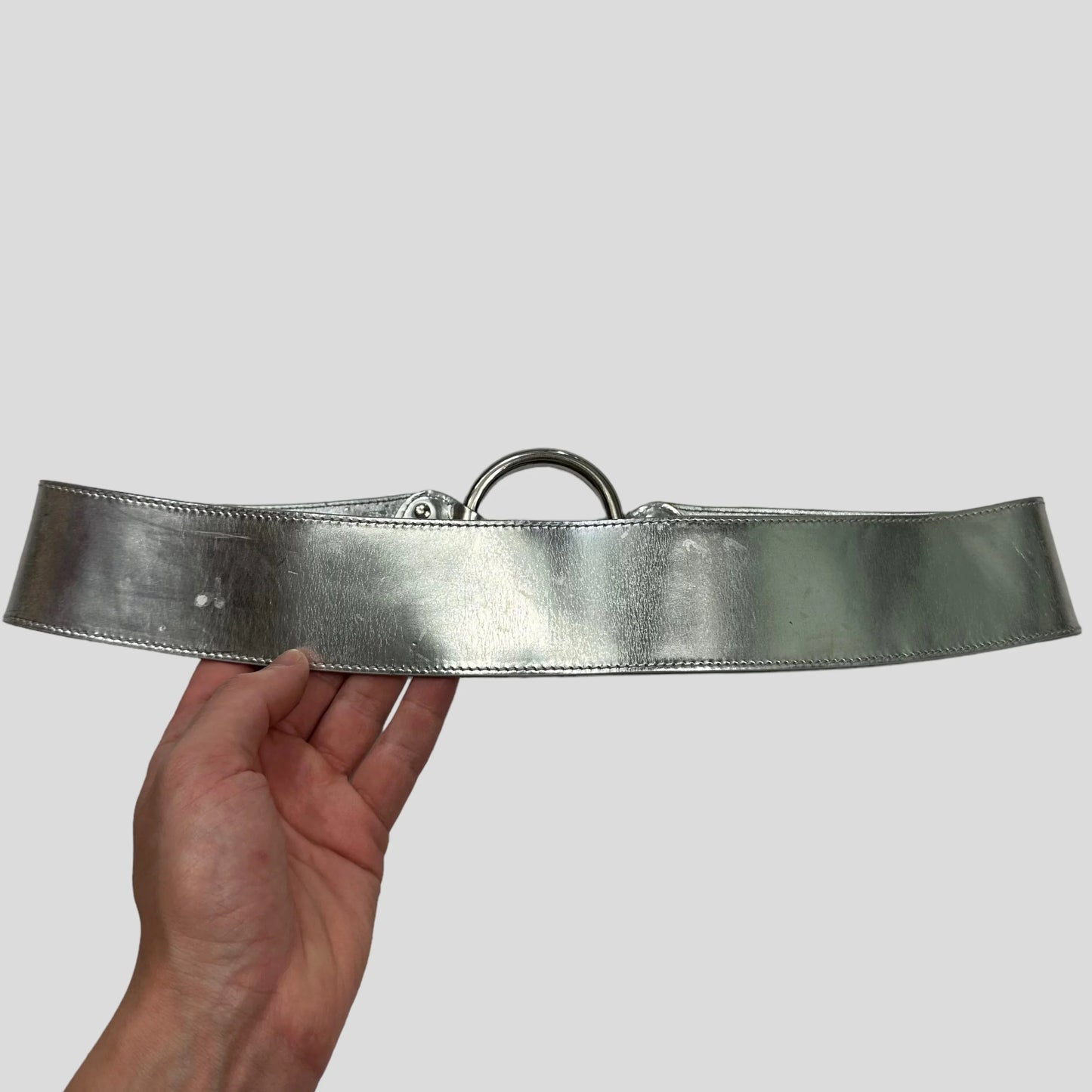 Prada Milano 90’s Astro Leather Metal Buckle Belt