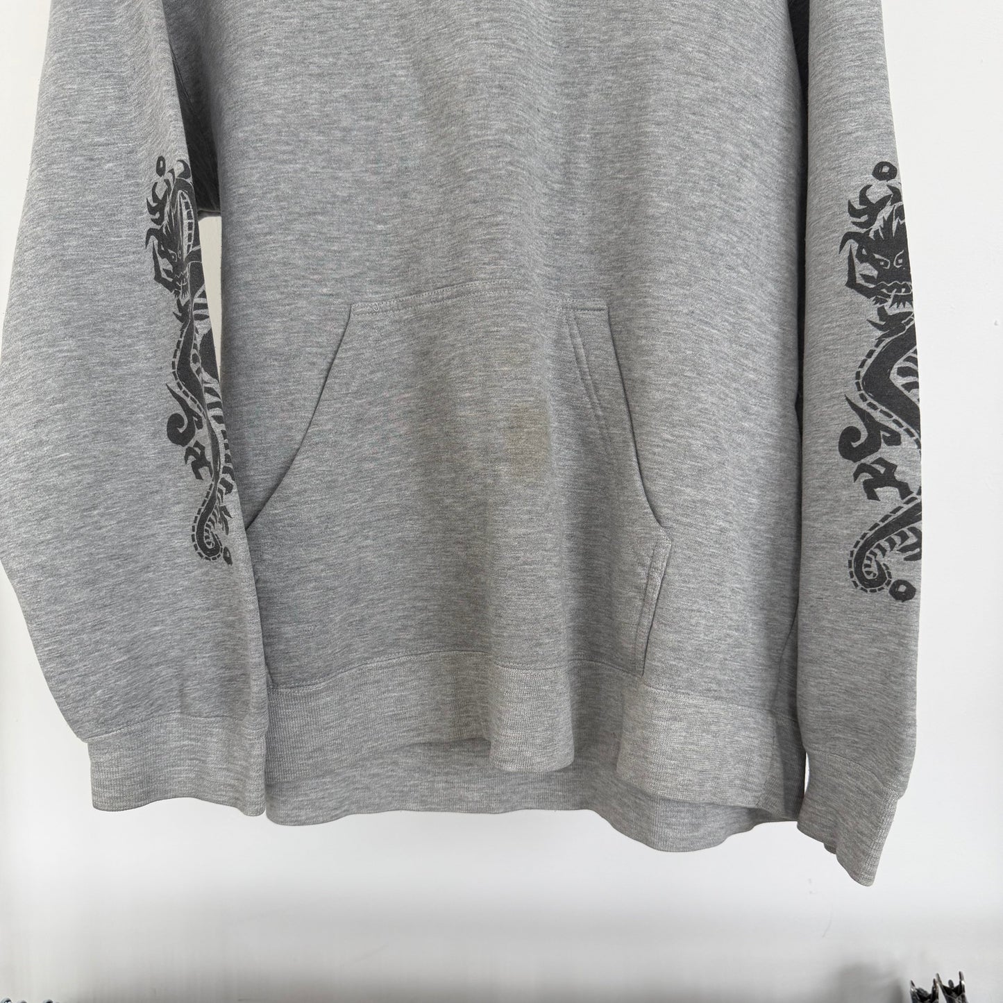 1990s stüssy distressed dragon hoodie | O/S, Grey