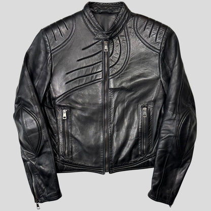 Gucci by Tom Ford AW00 Runway Spiral Leather Padded Moto Jacket - IT50 | Default Title, Black