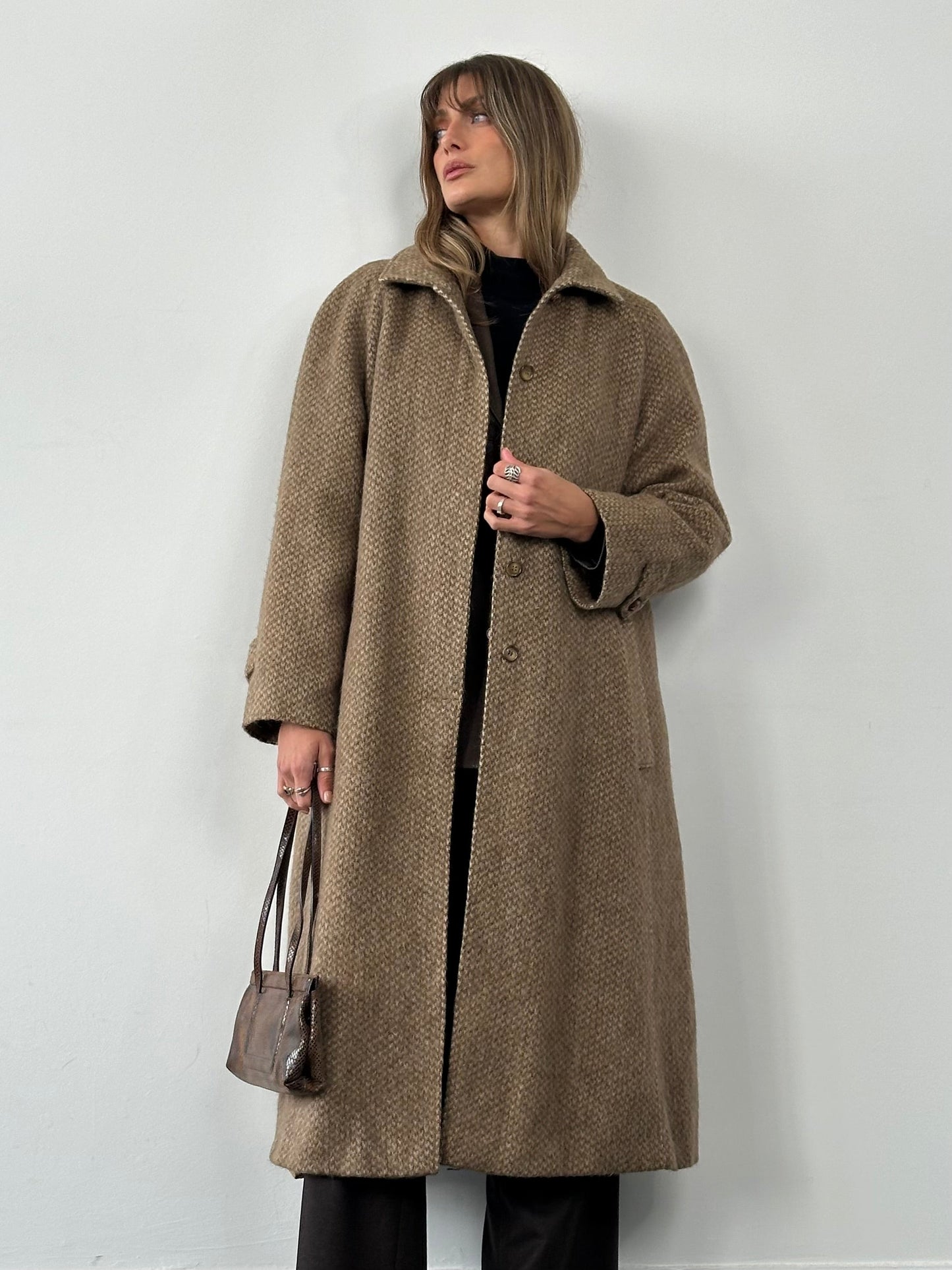 Max Mara Pure Wool Fuzzy Concealed Placket Coat - L