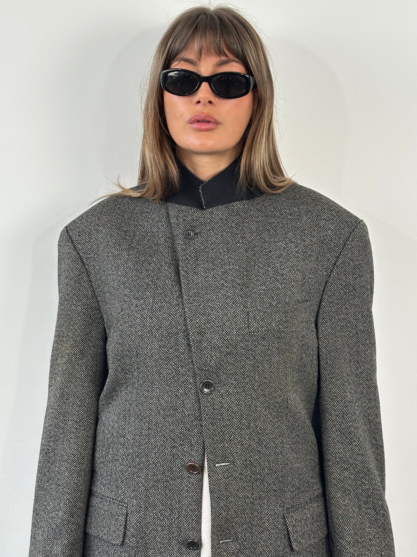 Loro Piana 1990s Wool Cashmere High Neck Blazer - 38R/L