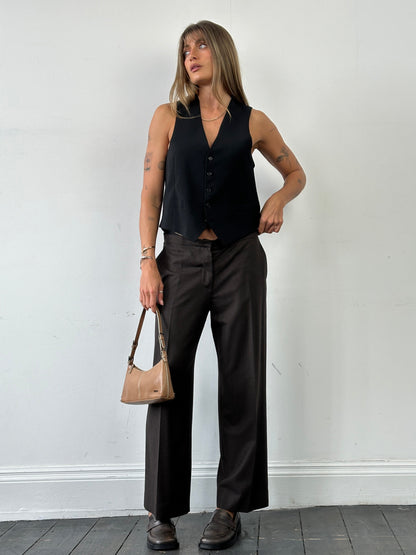 Max Mara Virgin Wool Straight Leg Mid Waist Trousers - W32