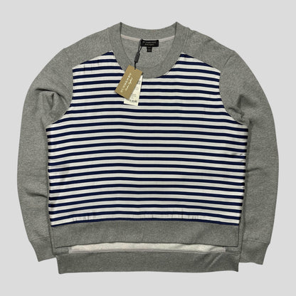 Burberry 2017 Striped Nylon Appliqué Logo Crewneck - XXL | Grey