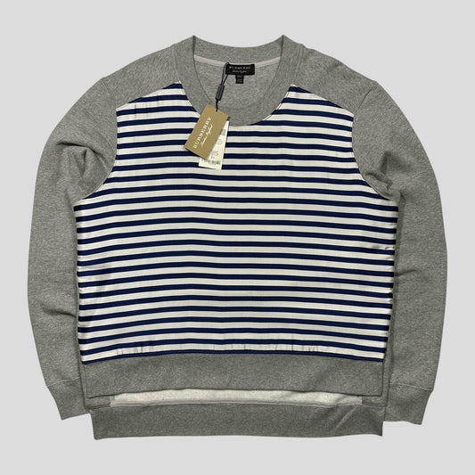 Burberry 2017 Striped Nylon Appliqué Logo Crewneck - XXL | Grey