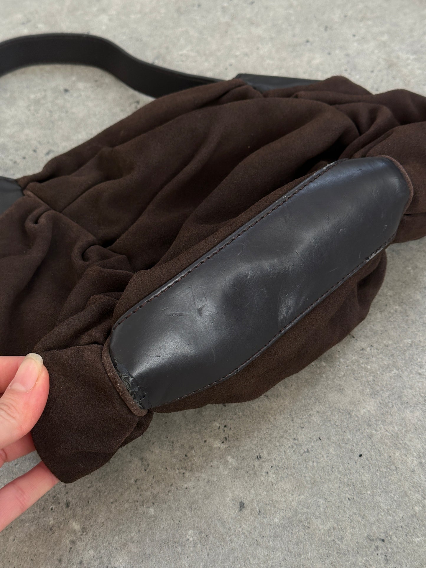 Armani Jeans Suede Ruched Shoulder Bag