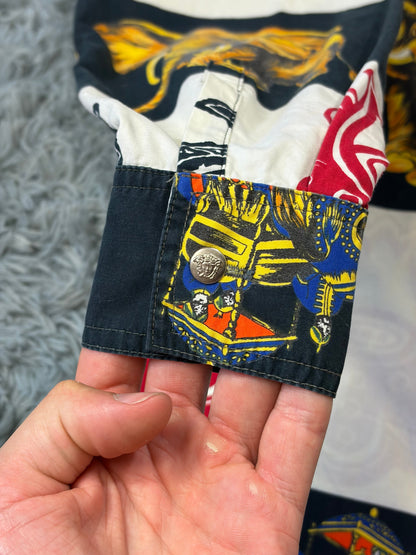 Versace VJC 90’s Regal Striped Elephant Shirt - S/M | S/M, Black, White, Yellow, Red