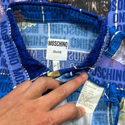 Moschino Jeans 1996 Clothes Print Shirt - L | Default Title, Blue