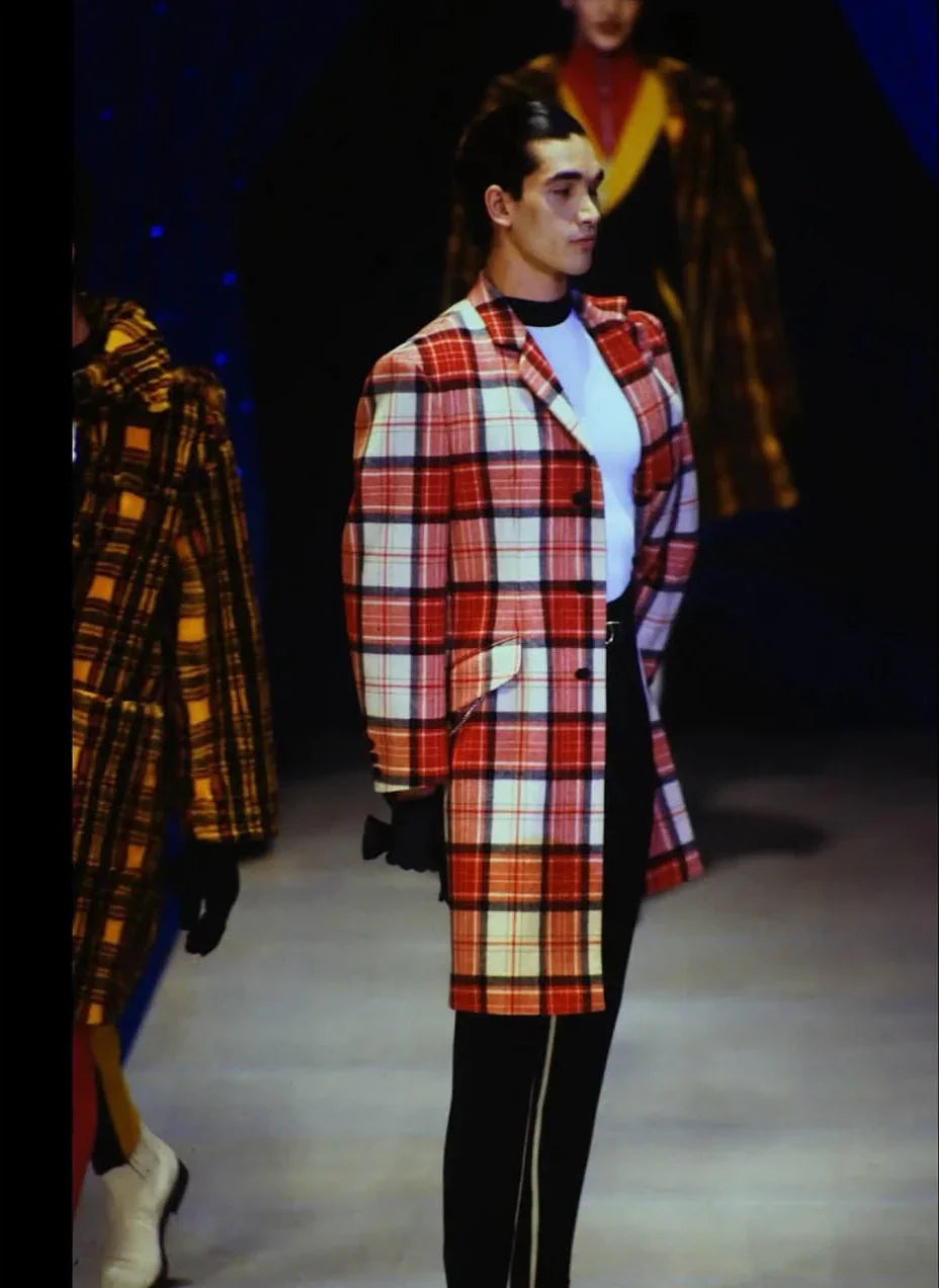 Junior Gaultier F/W 1991 tartan faux fur coat