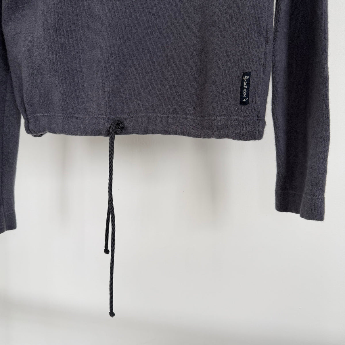 1990s armani jeans asymmetrical clasp funnel neck knitted jumper | O/S, Charcoal