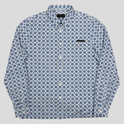 Prada 2020 Persian Geometric Print Boxy Cotton Logo Shirt - M/L