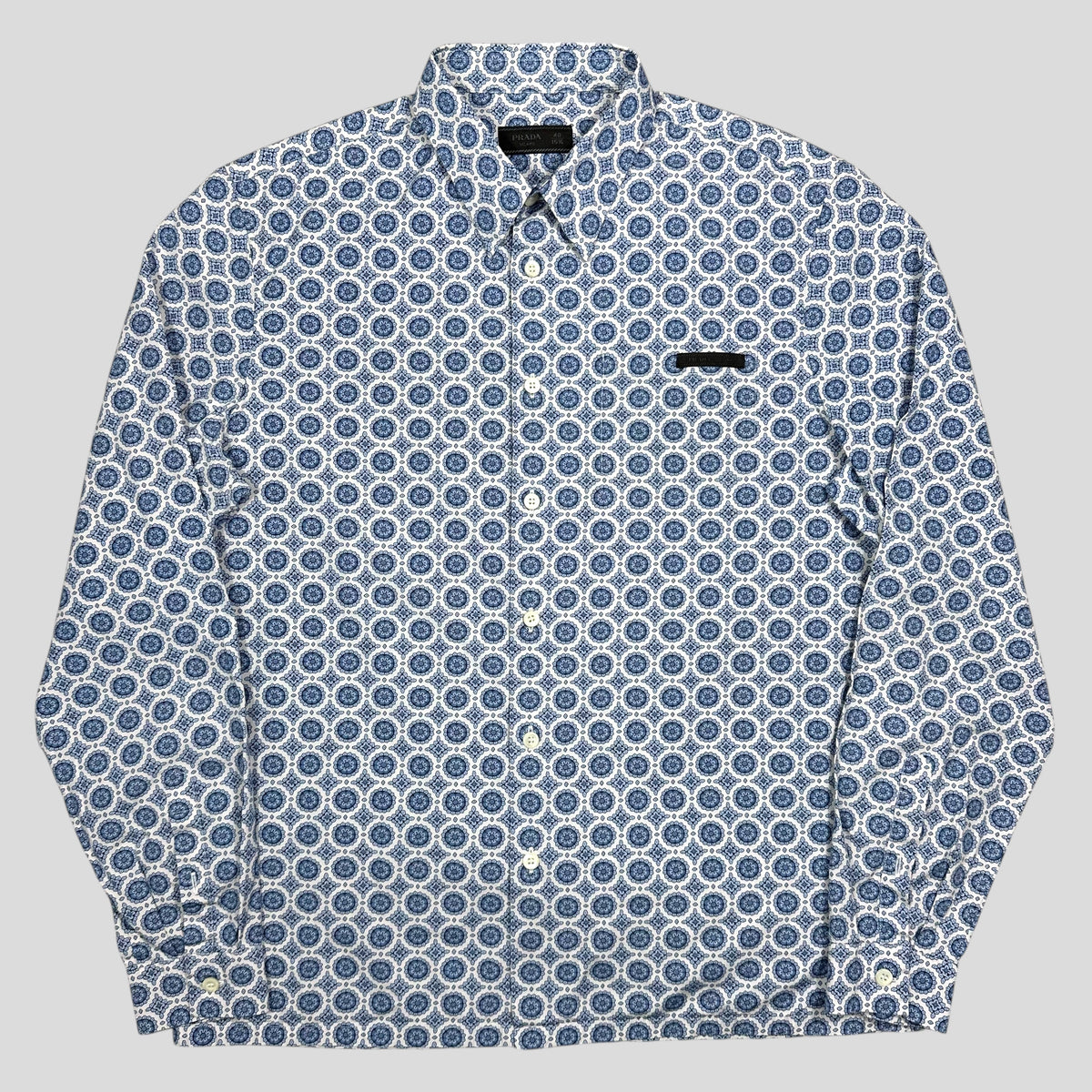 Prada 2020 Persian Geometric Print Boxy Cotton Logo Shirt - M/L | 40, Multicoloured