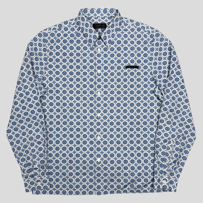 Prada 2020 Persian Geometric Print Boxy Cotton Logo Shirt - M/L | 40, Multicoloured