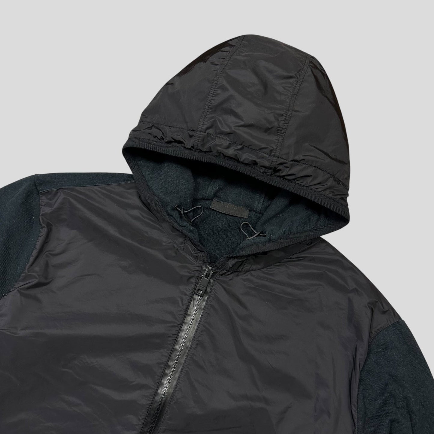 Prada 2017 Red Tab Nylon Panelled Hoodie Jacket - XXL (L)