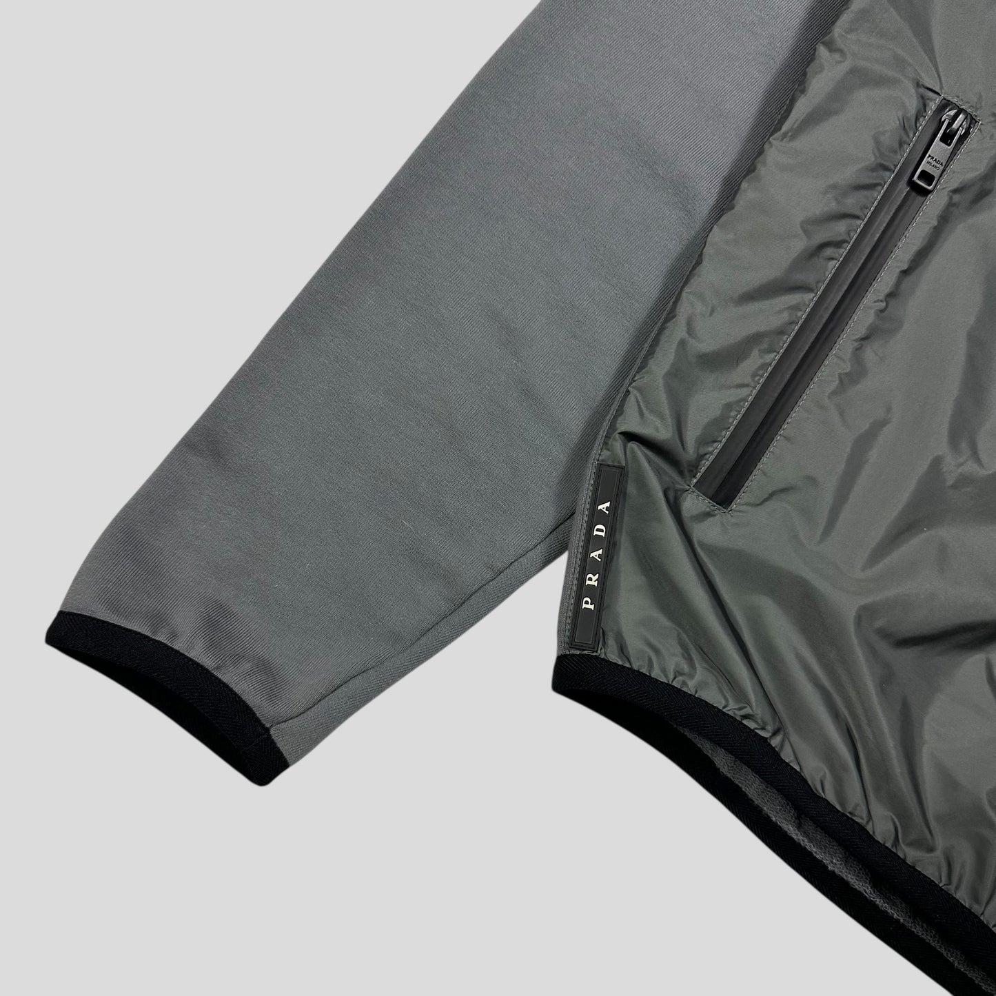 Prada 2019 Black Tab Nylon Panelled Track Jacket - M/L