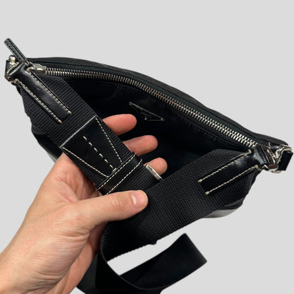 Prada Milano 00’s Nylon & Patent Leather Crossbody Bag | O/S, Black