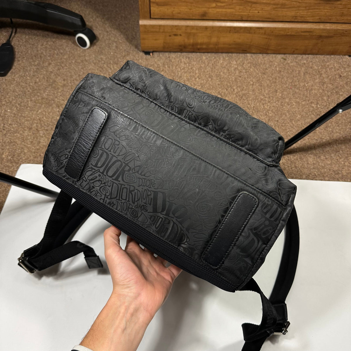 Dior x Stussy 2020 Riders Monogram Logo Nylon Backpack | O/S, Black
