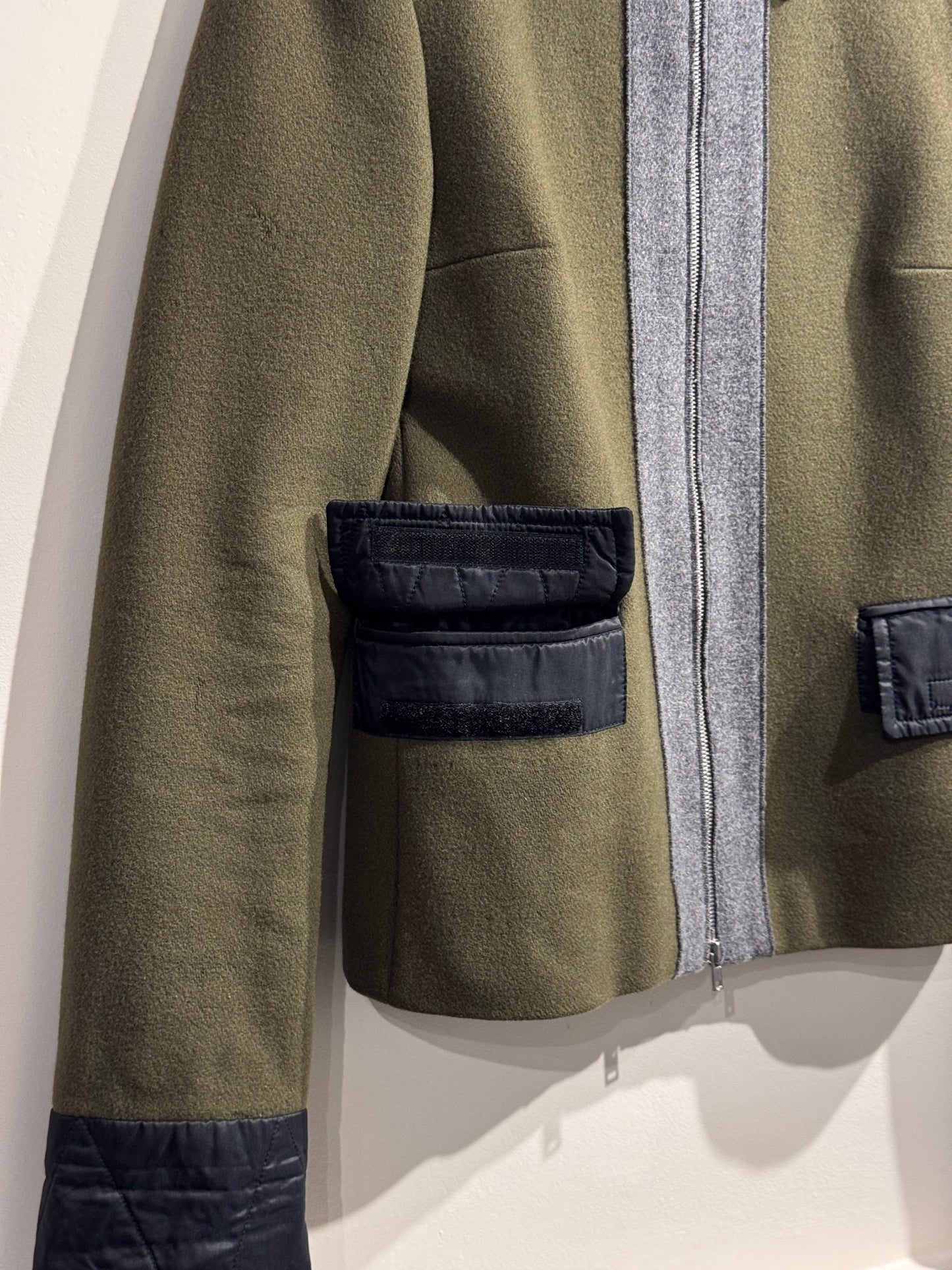 Miu Miu Khaki Grey 90s/00s Wool Jacket | Large, Multicoloured